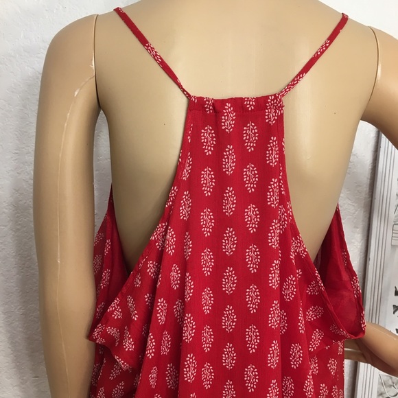 Old Navy Red Print Midi Dress - Picture 5 of 8